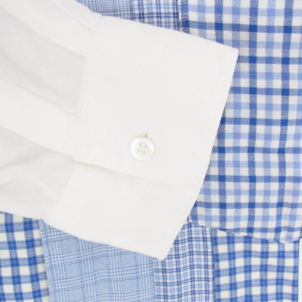 COMME des GARCONS コムデギャルソン CDG SHIRT パッチワーク チェック 長袖 シャツ ブルー系 XL【中古】