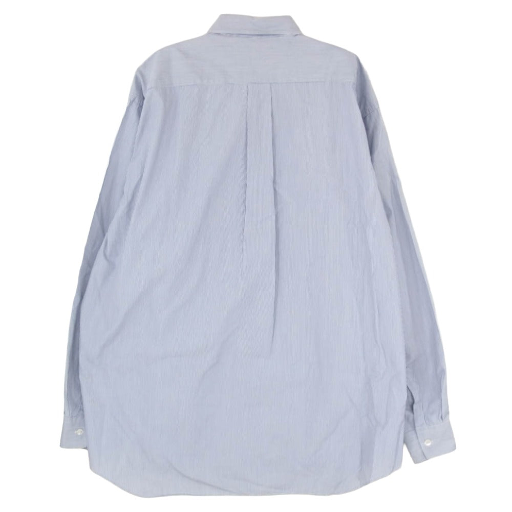 COMME des GARCONS コムデギャルソン CDG SHIRT ストライプ フラワー刺繍 長袖 シャツ ブルー系 M【中古】