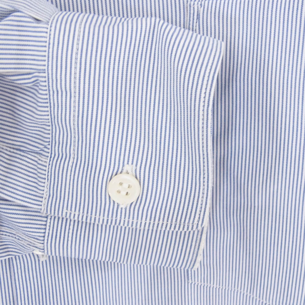 COMME des GARCONS コムデギャルソン CDG SHIRT ストライプ フラワー刺繍 長袖 シャツ ブルー系 M【中古】