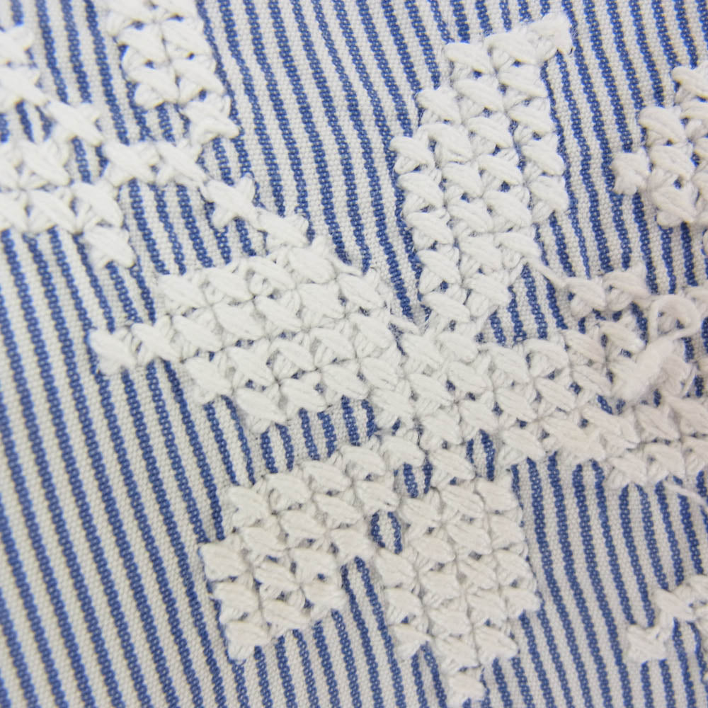COMME des GARCONS コムデギャルソン CDG SHIRT ストライプ フラワー刺繍 長袖 シャツ ブルー系 M【中古】