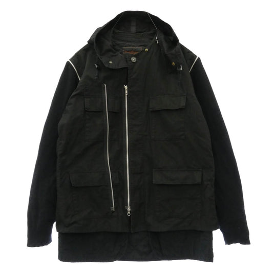 UNDERCOVER アンダーカバー 04AW B254-B16 but期 カシミヤ切替 リップストップ レイヤード ブルゾン フード付き ジャケット ブラック系 L【中古】