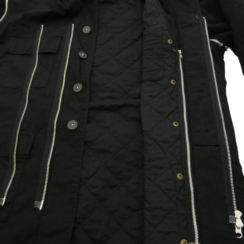 UNDERCOVER アンダーカバー 04AW B254-B16 but期 カシミヤ切替 リップストップ レイヤード ブルゾン フード付き ジャケット ブラック系 L【中古】