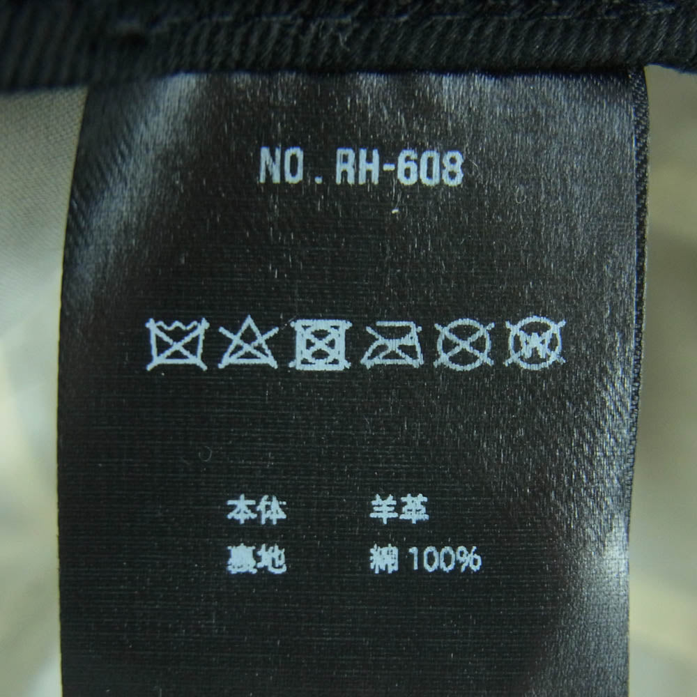 レックハッター RH-608 ラム レザー キャップ 羊革 コットン 中国製 ブラック系【中古】