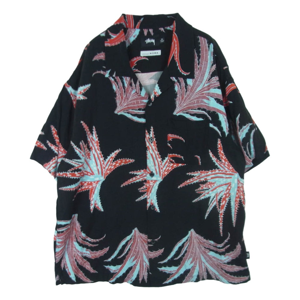 STUSSY ステューシー NOMA t.d. アロハ ハワイアン 半袖 シャツ 中国製 ブラック系 レッド系 ライトブルー系 M【中古】