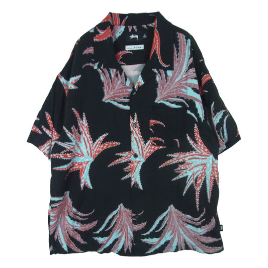 STUSSY ステューシー NOMA t.d. アロハ ハワイアン 半袖 シャツ 中国製 ブラック系 レッド系 ライトブルー系 M【中古】