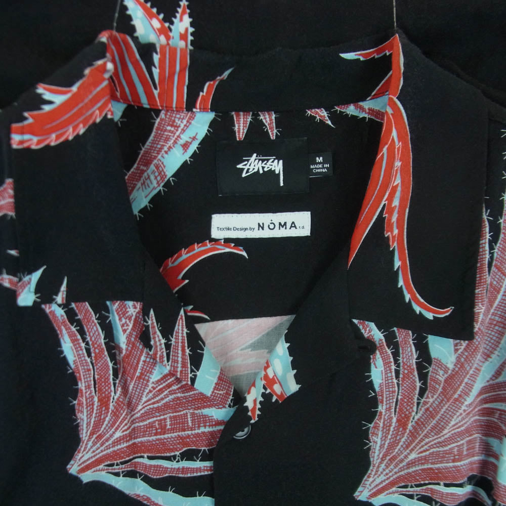 STUSSY ステューシー NOMA t.d. アロハ ハワイアン 半袖 シャツ 中国製 ブラック系 レッド系 ライトブルー系 M【中古】