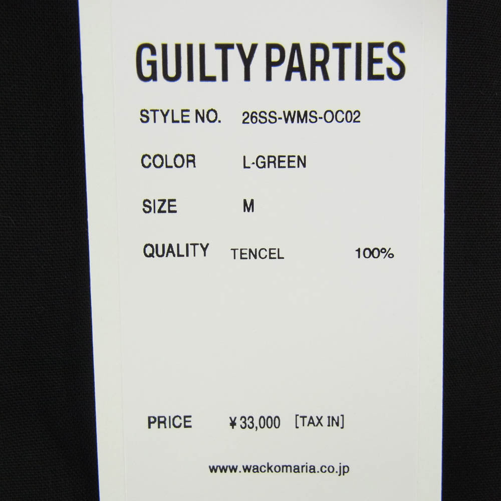 WACKO MARIA ワコマリア 26SS 26SS-WMS-OC02 SWITCHING SHIRT S/S TYPE-1 スウィッチング 半袖オープンカラーシャツ グリーン系 M【極上美品】【中古】