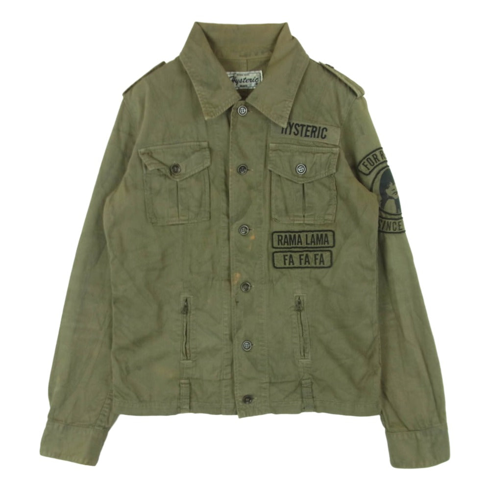HYSTERIC GLAMOUR ヒステリックグラマー 2AB-6100 ヒスガール ワッペン ミリタリー ジャケット グリーン系 FREE【中古】
