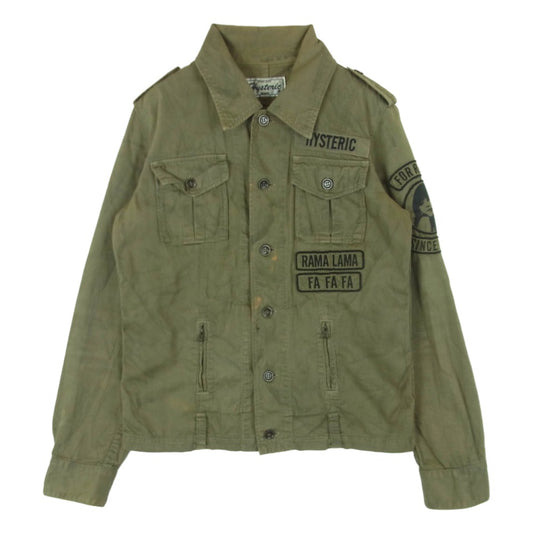 HYSTERIC GLAMOUR ヒステリックグラマー 2AB-6100 ヒスガール ワッペン ミリタリー ジャケット グリーン系 FREE【中古】
