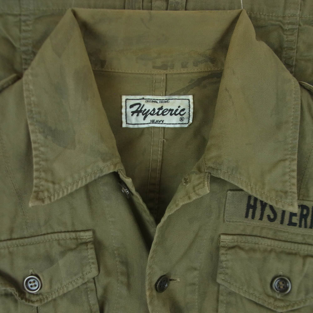 HYSTERIC GLAMOUR ヒステリックグラマー 2AB-6100 ヒスガール ワッペン ミリタリー ジャケット グリーン系 FREE【中古】