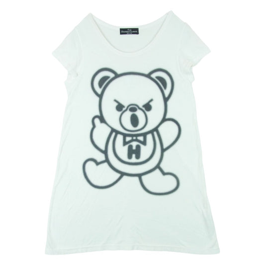 HYSTERIC GLAMOUR ヒステリックグラマー 2CT-2090 ヒスベア プリント ロング Tシャツ 半袖 カットソー ワンピース ホワイト系 FREE【中古】