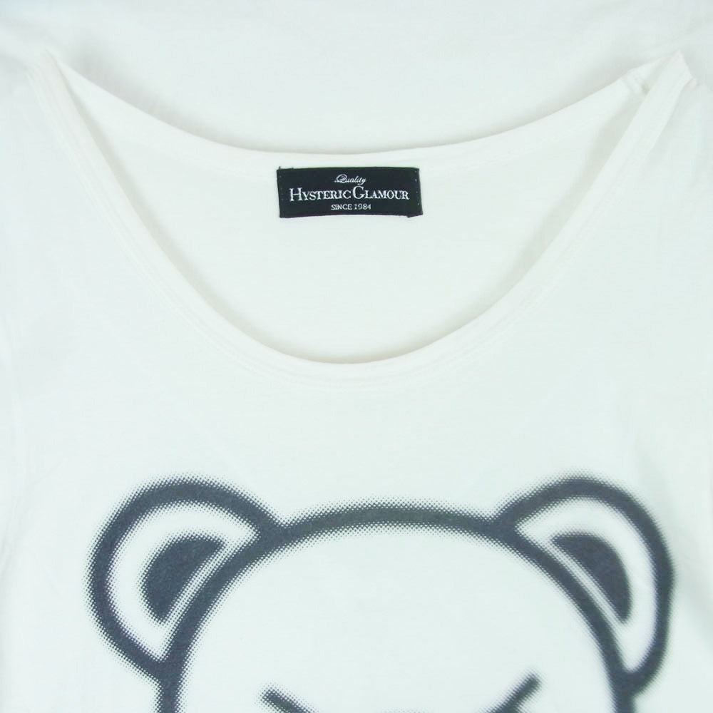 HYSTERIC GLAMOUR ヒステリックグラマー 2CT-2090 ヒスベア プリント ロング Tシャツ 半袖 カットソー ワンピース ホワイト系 FREE【中古】