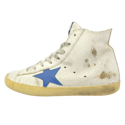 GOLDEN GOOSE ゴールデングース ヴィンテージ加工 クラック FRANCY ハイカット スニーカー オフホワイト系 37【中古】