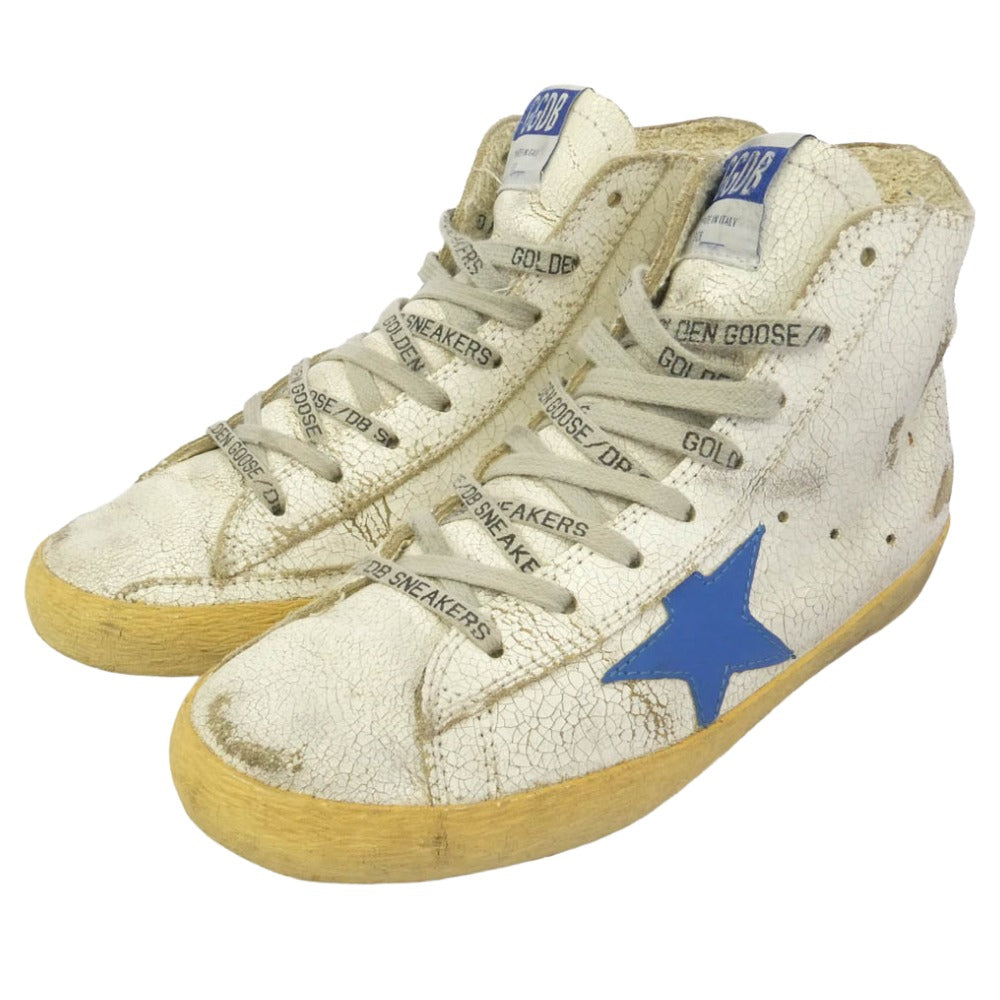 GOLDEN GOOSE ゴールデングース ヴィンテージ加工 クラック FRANCY ハイカット スニーカー オフホワイト系 37【中古】