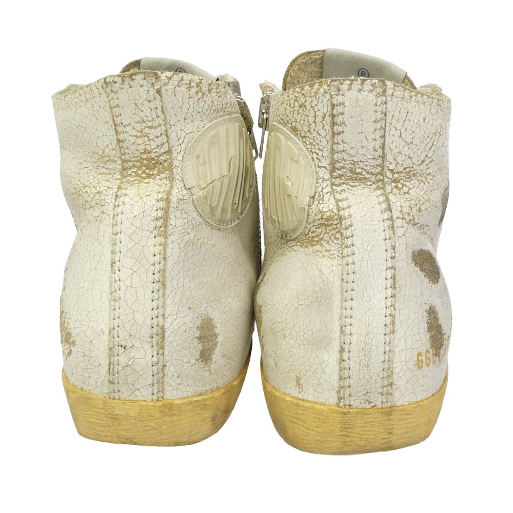 GOLDEN GOOSE ゴールデングース ヴィンテージ加工 クラック FRANCY ハイカット スニーカー オフホワイト系 37【中古】