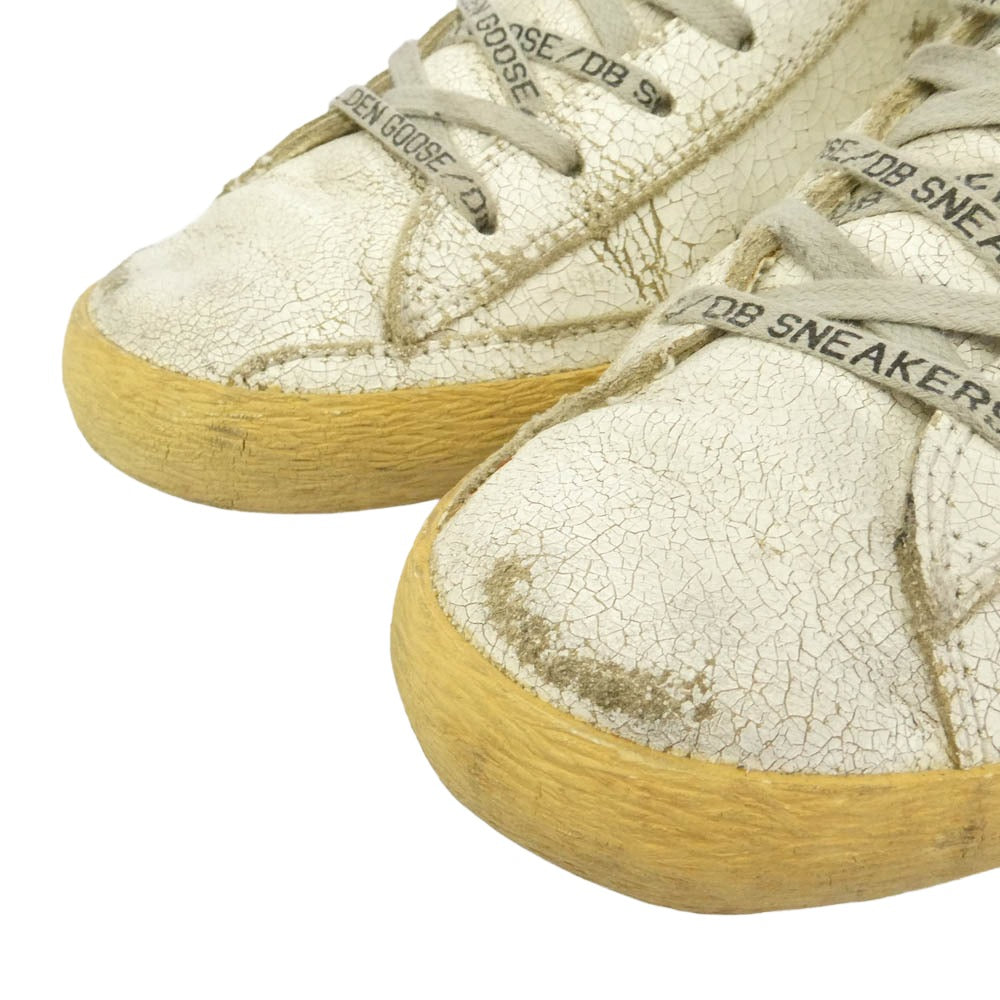 GOLDEN GOOSE ゴールデングース ヴィンテージ加工 クラック FRANCY ハイカット スニーカー オフホワイト系 37【中古】