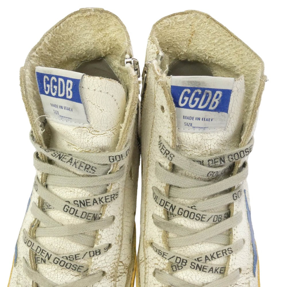 GOLDEN GOOSE ゴールデングース ヴィンテージ加工 クラック FRANCY ハイカット スニーカー オフホワイト系 37【中古】
