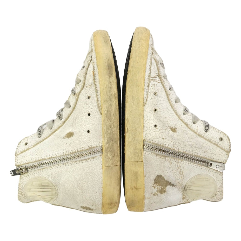 GOLDEN GOOSE ゴールデングース ヴィンテージ加工 クラック FRANCY ハイカット スニーカー オフホワイト系 37【中古】
