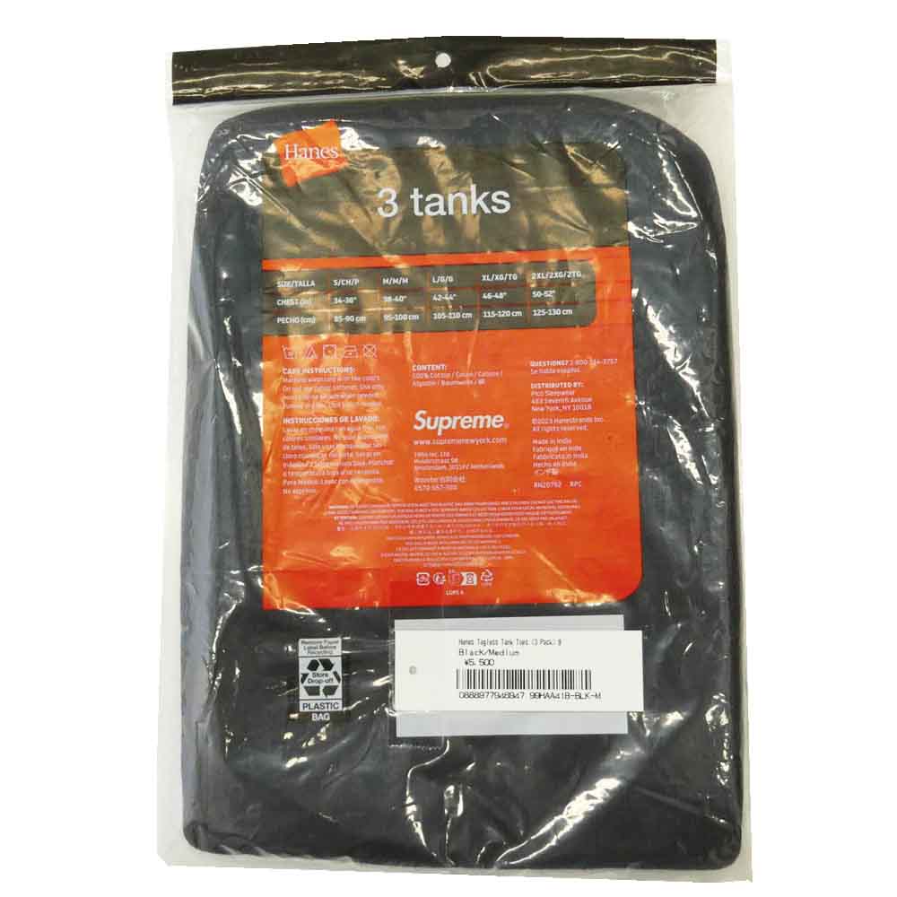 Supreme シュプリーム 21SS ×Hanes ヘインズ Tagless Tank 3Pack タグレス タンクトップ 3枚セット ブラック系 M【極上美品】【中古】