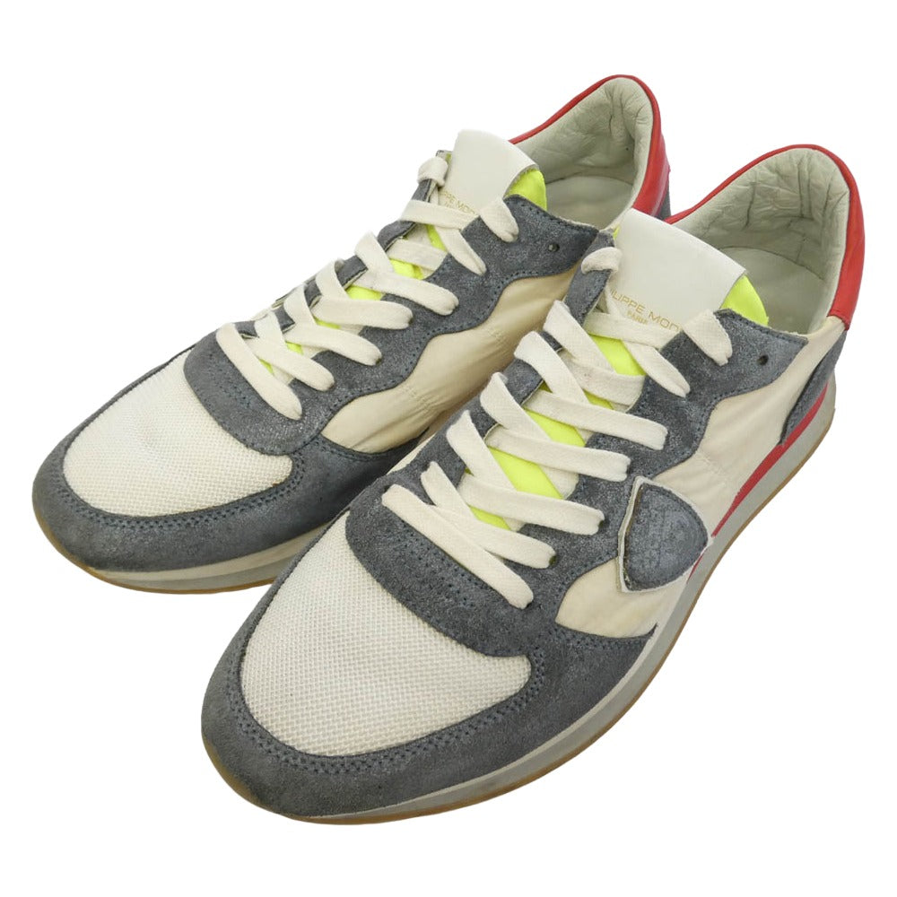PHILIPPE MODEL フィリップモデル スエード レザー コンビ ローカット スニーカー マルチカラー系 44【中古】