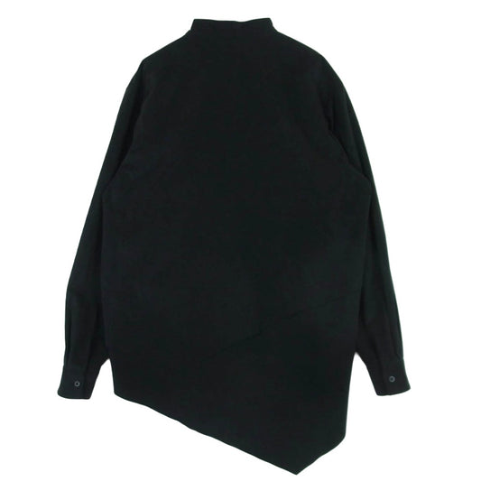 エトセンス フェイクスエード スタンドカラー 変形 レイヤード 長袖 シャツ 日本製 ブラック系 1【中古】