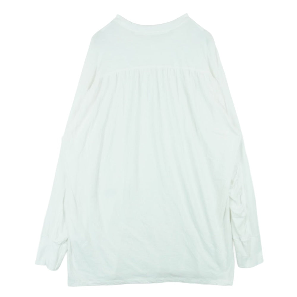 JULIUS ユリウス 19AW 677CPM17 GATAER SEAMD LONG SLEEVE SHIRT ロングスリーブ プリント 長袖 カットソー Tシャツ ホワイト系 2【中古】