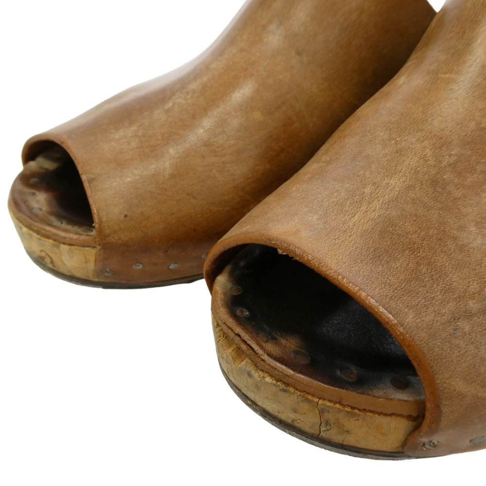 Rick Owens リックオウエンス Beach island sandals サボ レザー サンダル ブラウン系 サイズ表記なし【中古】