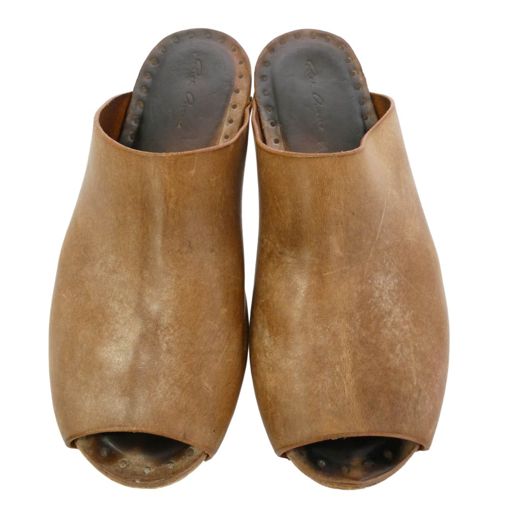 Rick Owens リックオウエンス Beach island sandals サボ レザー サンダル ブラウン系 サイズ表記なし【中古】