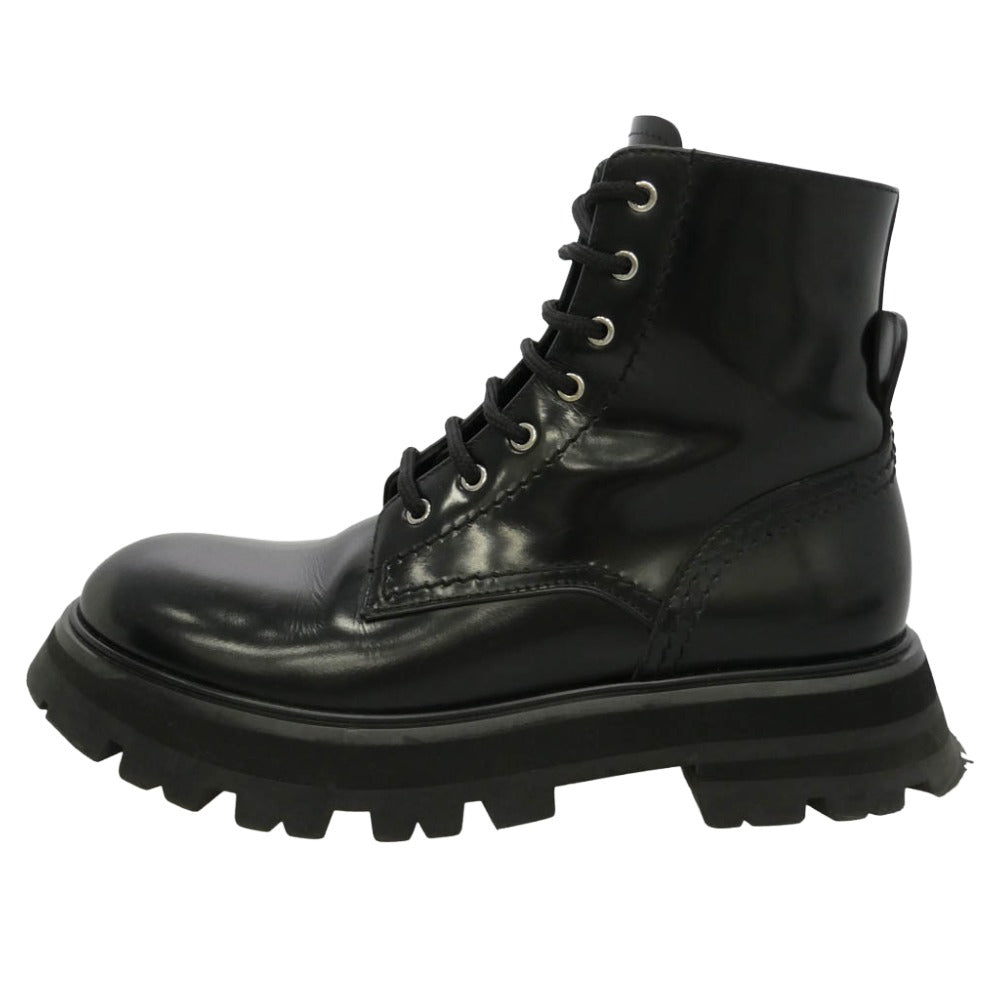 Alexander McQueen アレキサンダーマックイーン 657569 レザー レースアップ ショート コンバット ブーツ ブラック系 36【中古】