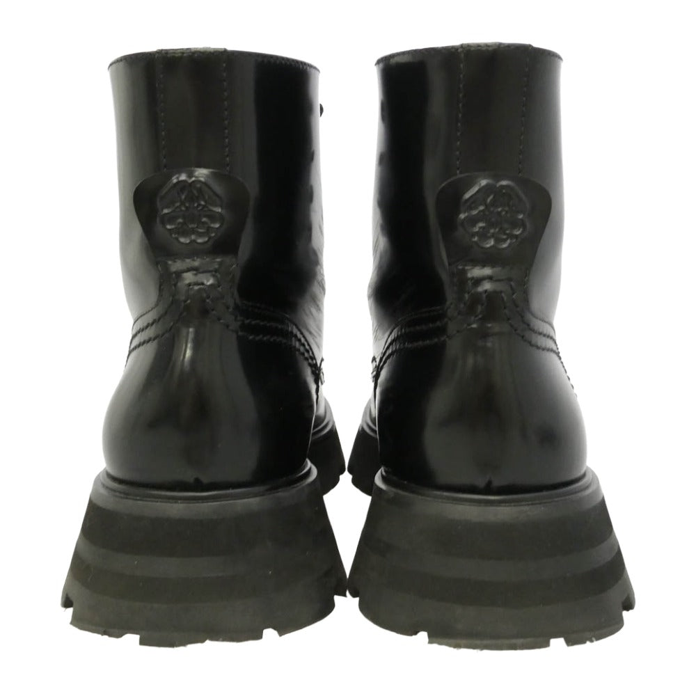 Alexander McQueen アレキサンダーマックイーン 657569 レザー レースアップ ショート コンバット ブーツ ブラック系 36【中古】