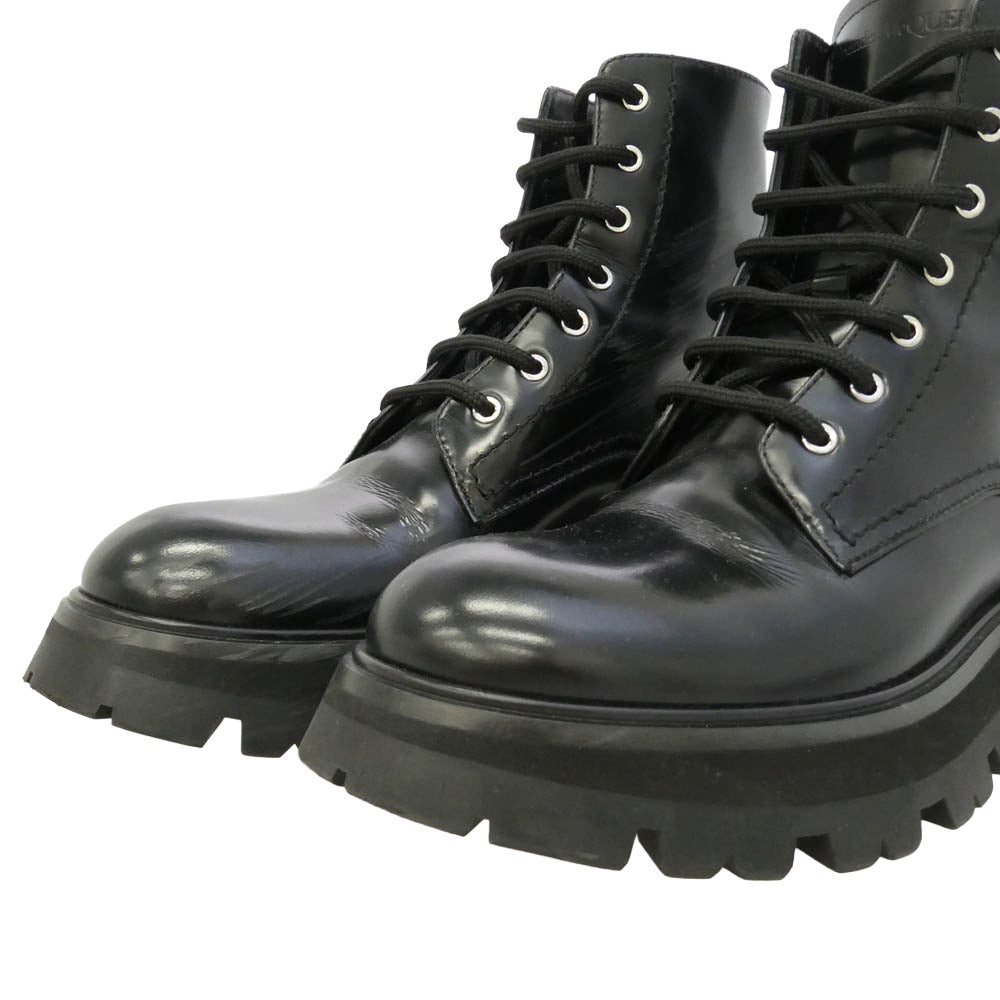 Alexander McQueen アレキサンダーマックイーン 657569 レザー レースアップ ショート コンバット ブーツ ブラック系 36【中古】
