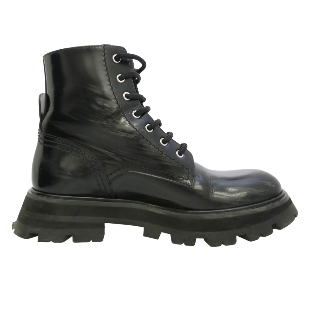 Alexander McQueen アレキサンダーマックイーン 657569 レザー レースアップ ショート コンバット ブーツ ブラック系 36【中古】