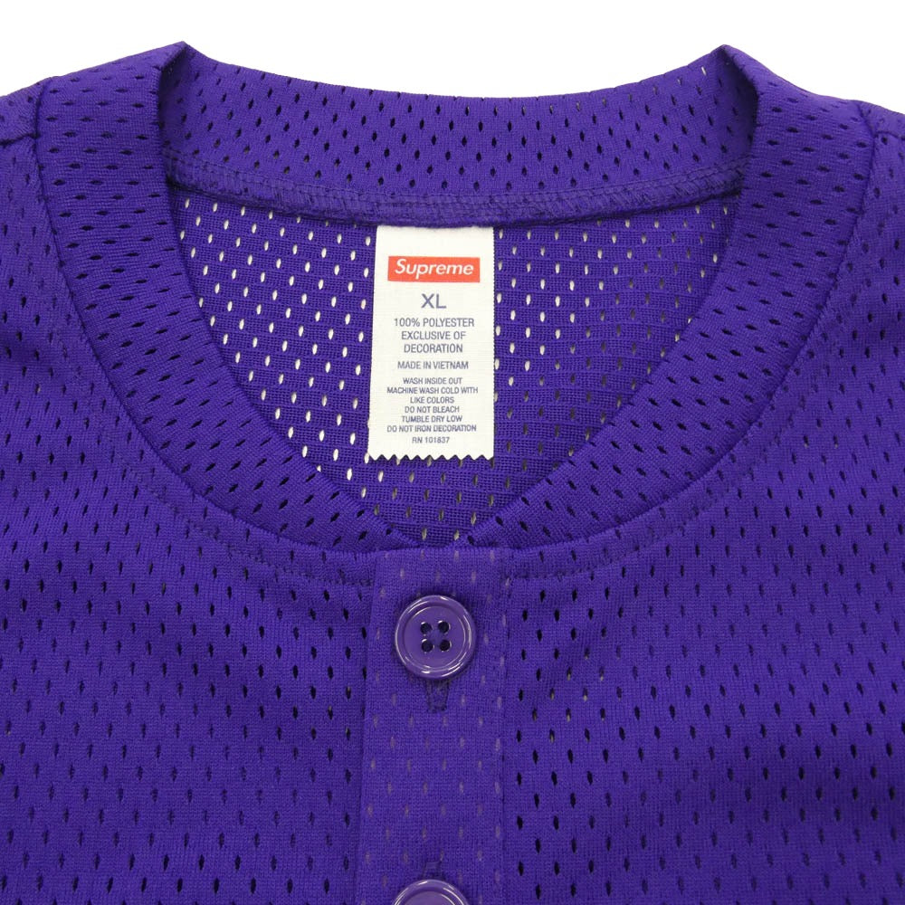 Supreme シュプリーム 26SS Shop S Logo Baseball Henley Los Angeles ショップSロゴ ベースボール ヘンリー ロサンゼルス 半袖 Tシャツ パープル系 XL【極上美品】【中古】