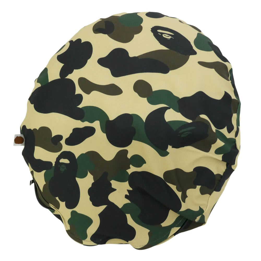 A BATHING APE アベイシングエイプ 1ST ABC CAMO CIRCLE FLUFFY BEADS CUSHION ファースト カモ サークル フラッフィー ビーズクッション イエロー系 マルチカラー系【美品】【中古】
