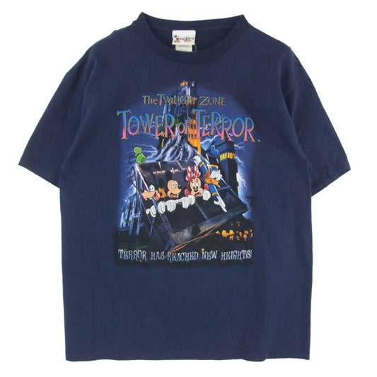 ヴィンテージ 90s~00s USA製 Disney Tower of Terror ディズニー タワーオブ テラー 半袖Tシャツ ネイビー系 L【中古】