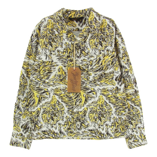 TENDERLOIN テンダーロイン T-PRINT FLANNEL SHT WOLF オープンカラー ウルフ柄 フランネル シャツ 長袖 イエロー系 XS【中古】