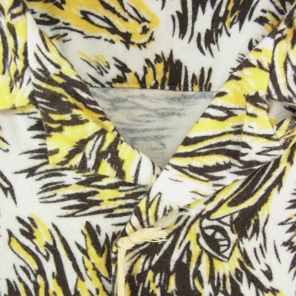 TENDERLOIN テンダーロイン T-PRINT FLANNEL SHT WOLF オープンカラー ウルフ柄 フランネル シャツ 長袖 イエロー系 XS【中古】