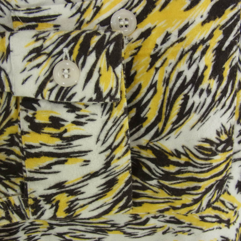 TENDERLOIN テンダーロイン T-PRINT FLANNEL SHT WOLF オープンカラー ウルフ柄 フランネル シャツ 長袖 イエロー系 XS【中古】