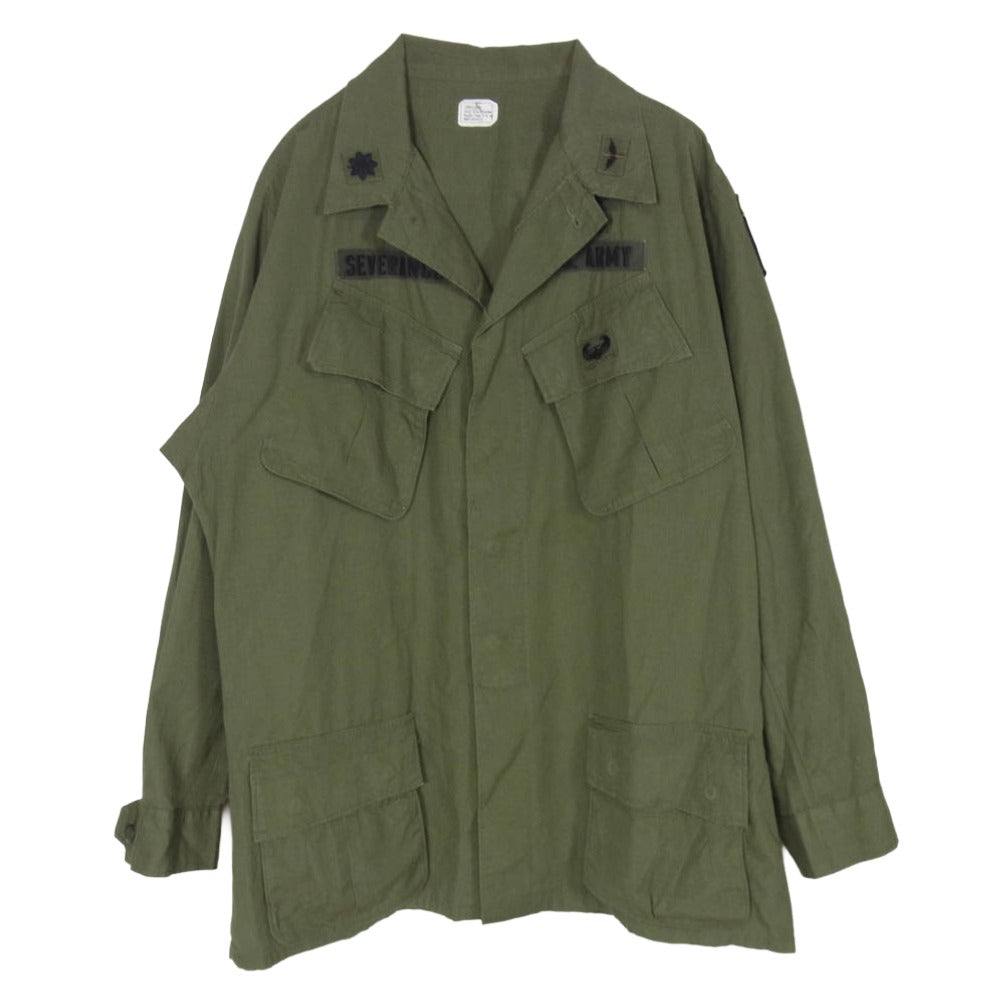アメリカ軍 8405-935-4712 60s ヴィンテージ ワッペン付き Jungle Coat ジャングル ファティーグ コート ジャケット カーキ系 L【中古】