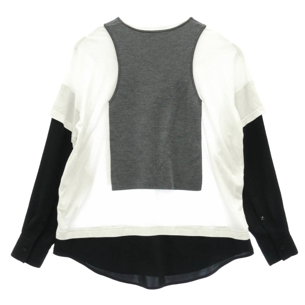 ENFOLD エンフォルド LAYERED PULLOVER レイヤード プルオーバー カットソー グレー系 ブラック系 ホワイト 38【中古】