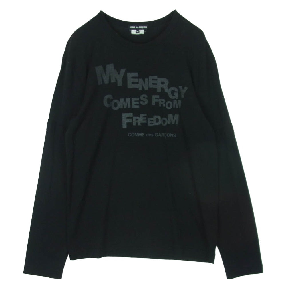 COMME des GARCONS コムデギャルソン PH-T055 AD2011 本ライン MY ENERGY COMES FROM FREEDOM プリント ウール 長袖 カットソー ブラック系 M【中古】