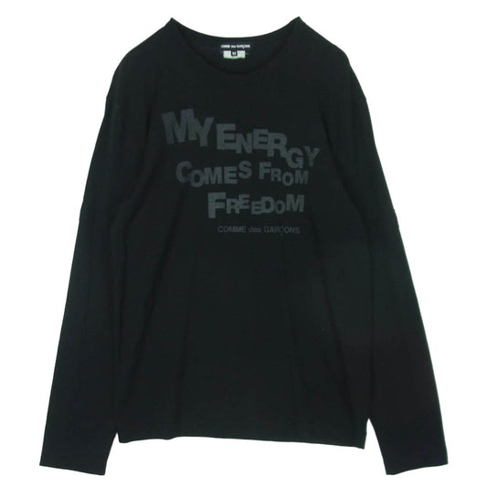 COMME des GARCONS コムデギャルソン PH-T055 AD2011 本ライン MY ENERGY COMES FROM FREEDOM プリント ウール 長袖 カットソー ブラック系 M【中古】