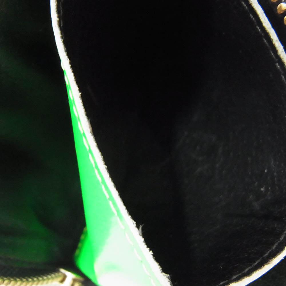 COMME des GARCONS コムデギャルソン SA3100FS FLUO SQUARES フロースクエア L字 ラウンドジップ ウォレット 財布 グリーン系【中古】