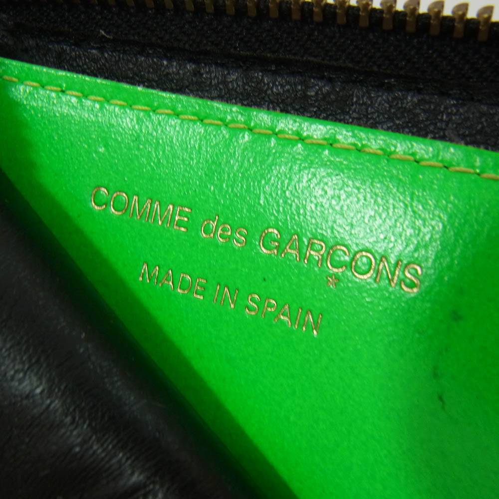 COMME des GARCONS コムデギャルソン SA3100FS FLUO SQUARES フロースクエア L字 ラウンドジップ ウォレット 財布 グリーン系【中古】