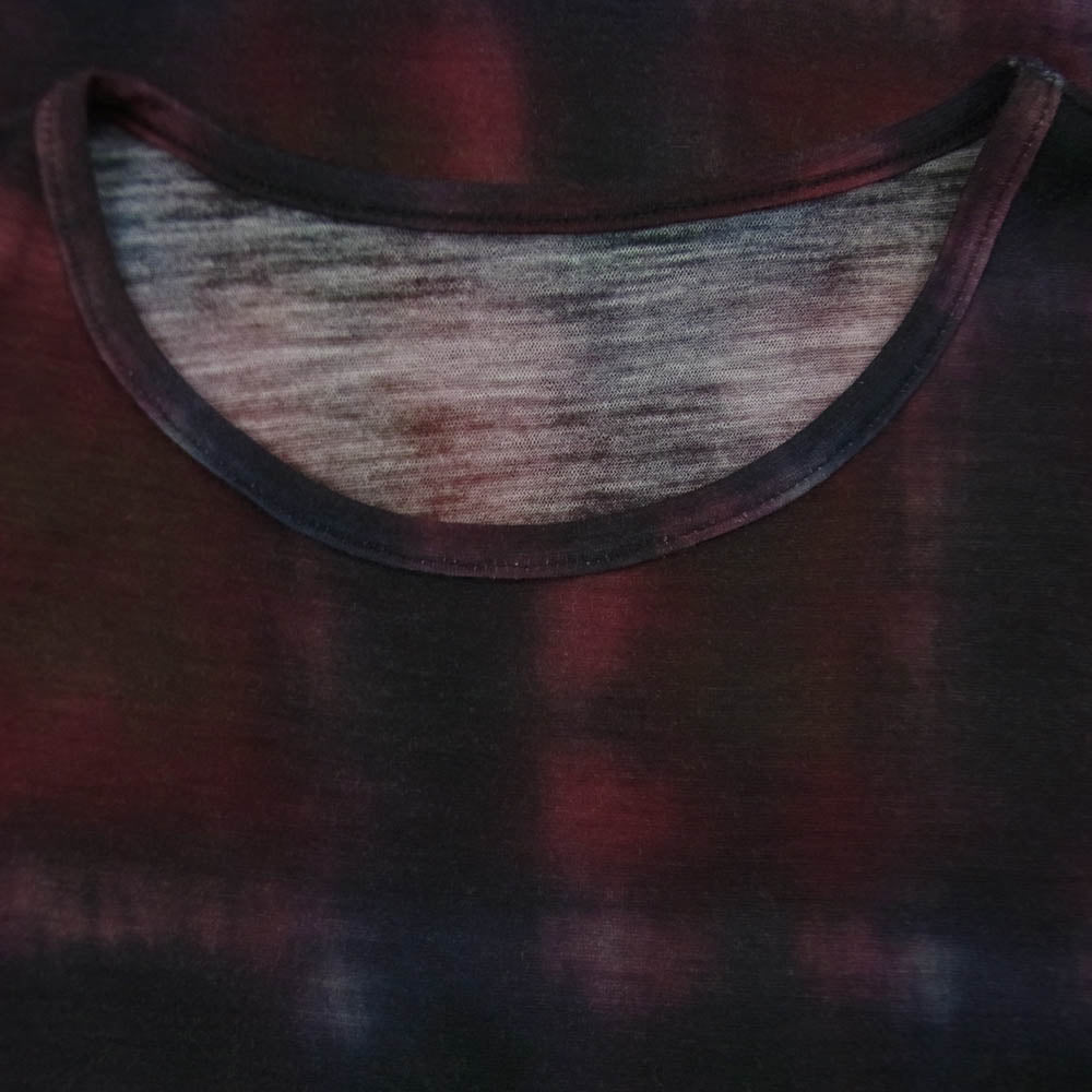 Y's Yohji Yamamoto ワイズ ヨウジヤマモト 22AW YE-T75-173-1-02 ぼかし チェック ウール 長袖 カットソー レッド系 ブラック系 2【中古】