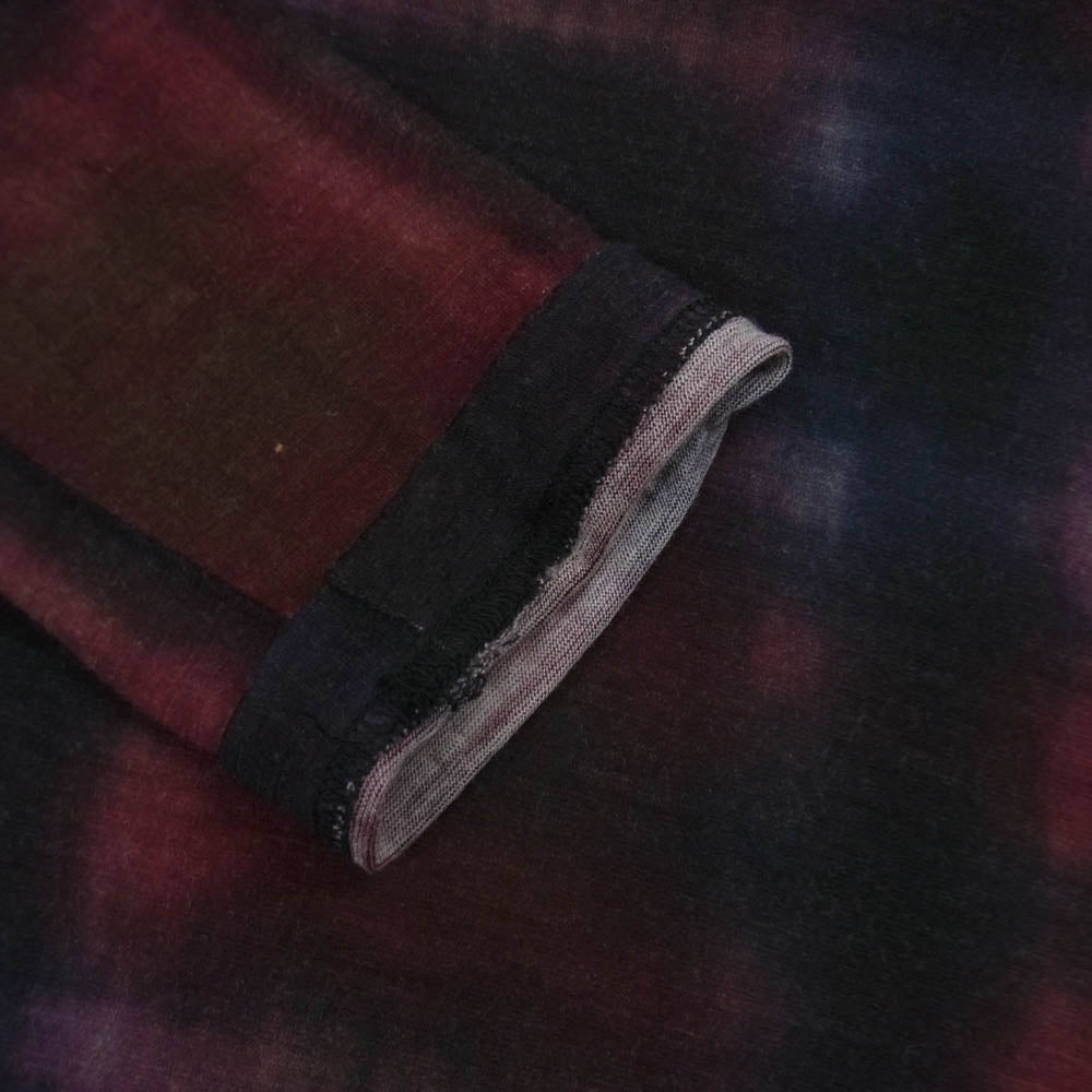 Y's Yohji Yamamoto ワイズ ヨウジヤマモト 22AW YE-T75-173-1-02 ぼかし チェック ウール 長袖 カットソー レッド系 ブラック系 2【中古】