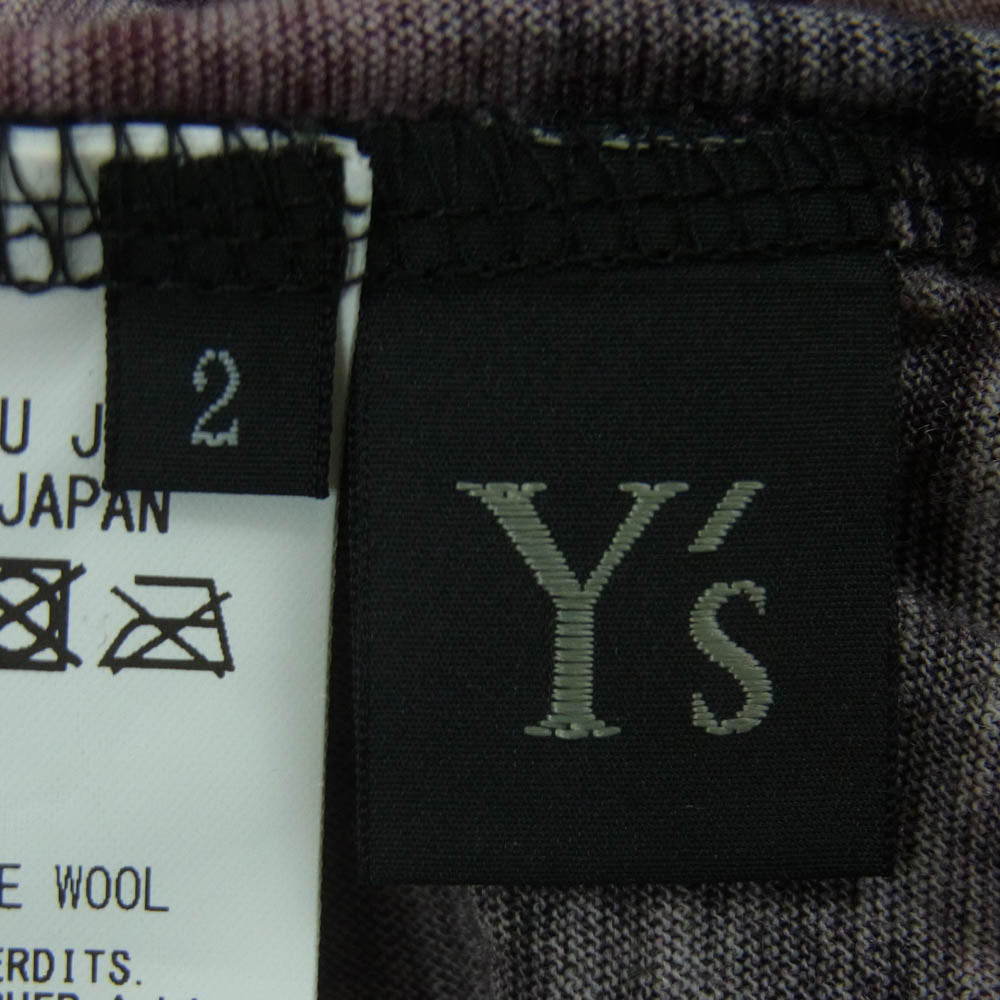 Y's Yohji Yamamoto ワイズ ヨウジヤマモト 22AW YE-T75-173-1-02 ぼかし チェック ウール 長袖 カットソー レッド系 ブラック系 2【中古】