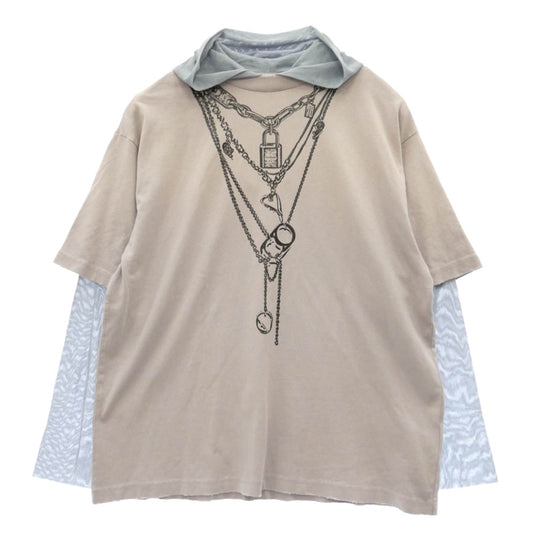 ACNE STUDIOS アクネストゥディオズ FN-MV-TSHI000606 メッシュ レイヤード プリント Tシャツ 長袖 カットソー ピンク系 S【中古】