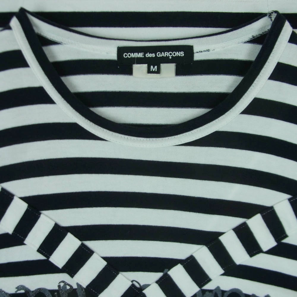 COMME des GARCONS コムデギャルソン PK-T067 AD2012 本ライン クロス ボーダー ラメ プリント 長袖 カットソー ブラック系 ホワイト系 M【中古】