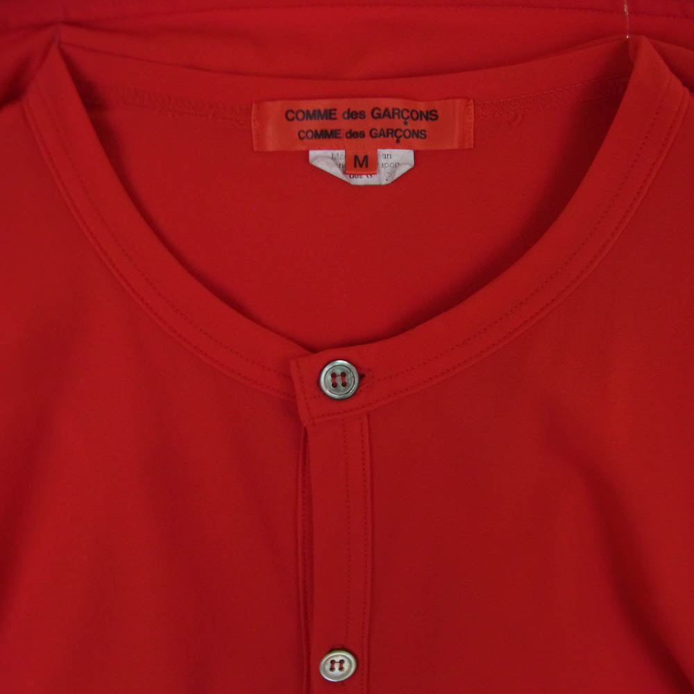 COMME des GARCONS コムデギャルソン 14AW RN-T008 コムコム ポリエステル フリル クルーネック カットソー カーディガン レッド系 M【中古】